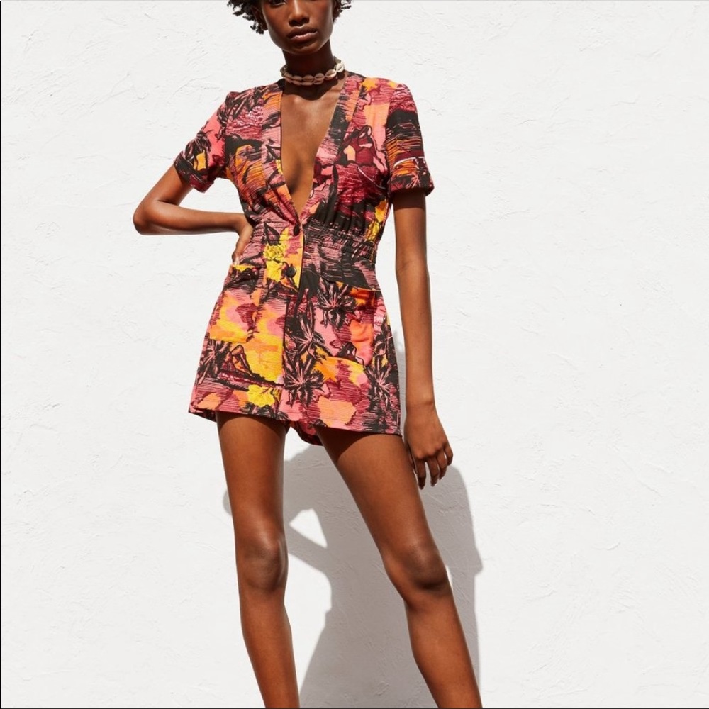 Zara tropical print romper- Medium